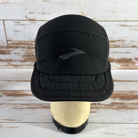 Brooks Running Cap Hat Unisex One Size Black Lightweight Packable - Picture 1 of 6